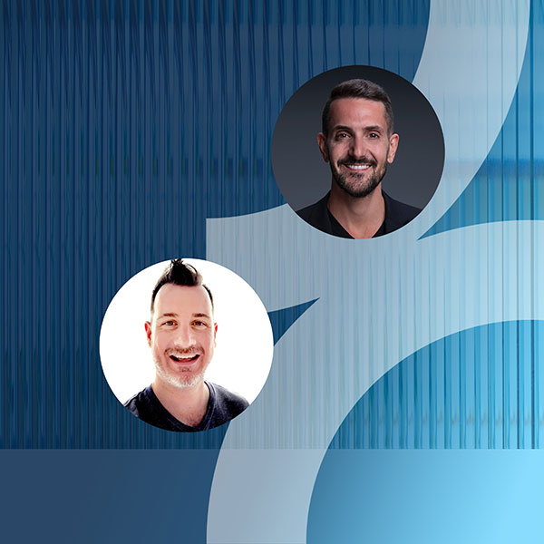 Panos Anadiotis and David Gacsko on a blue background