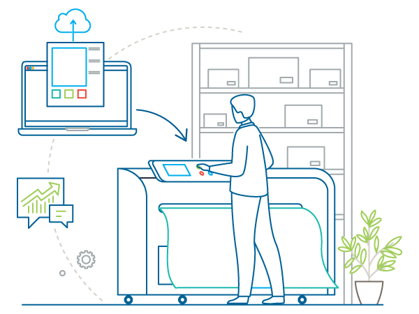 User interface showing the print workflow process