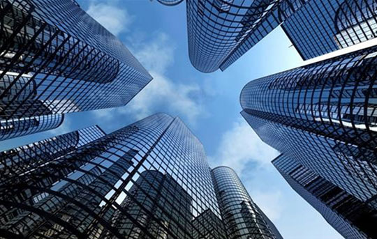 upward view of skyscrapers