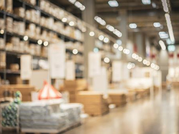 blurry home improvement retail store floor