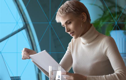 woman reading a business communication