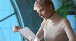 woman reading a business communication