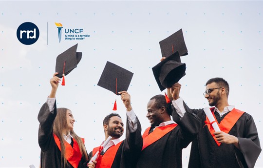 UNCF and RRD logos over graduating students