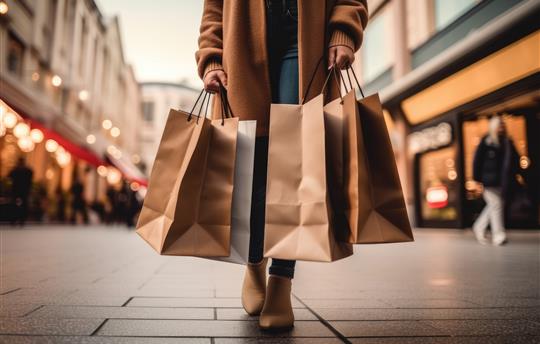 a woman holding shopping bags