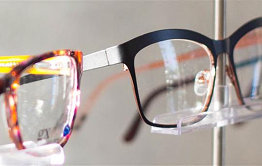 eye glasses on display in a retail store