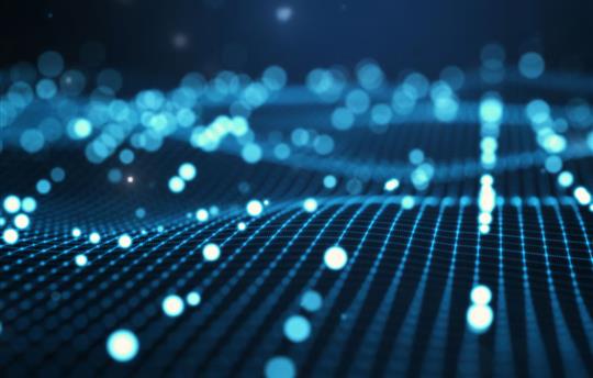 points of blue light on a dark blue background